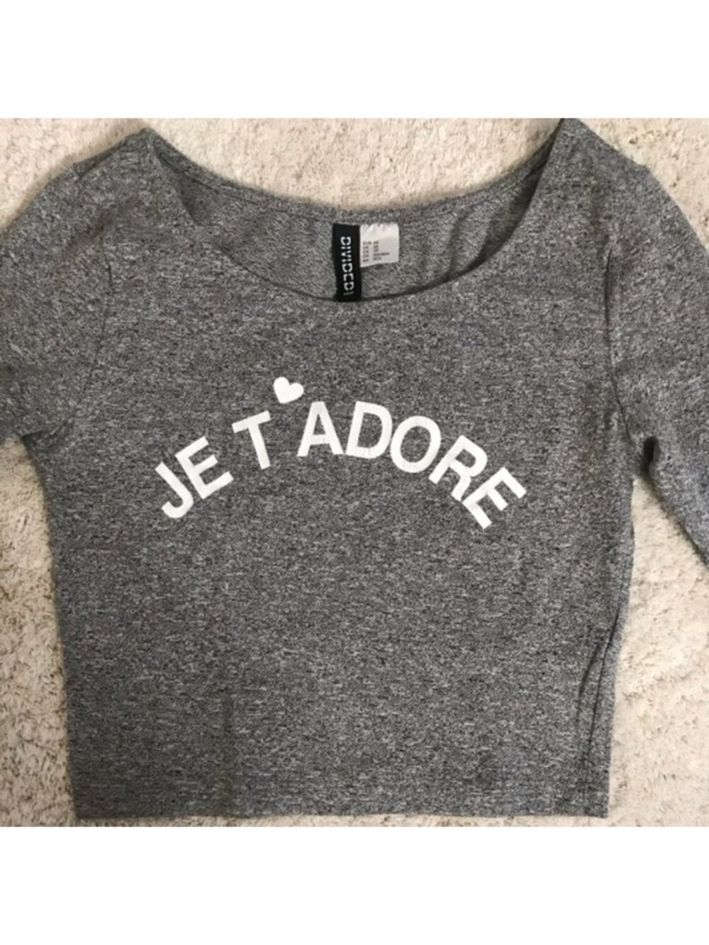 Grey Long Sleeve Crop Top - Picture 2 of 7
